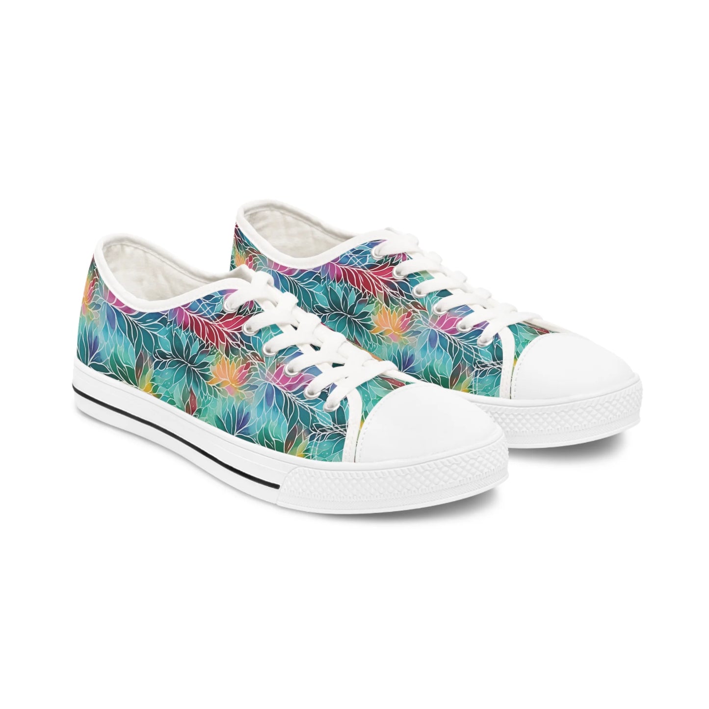 Rainbow Boho Flowers Low Top Sneakers