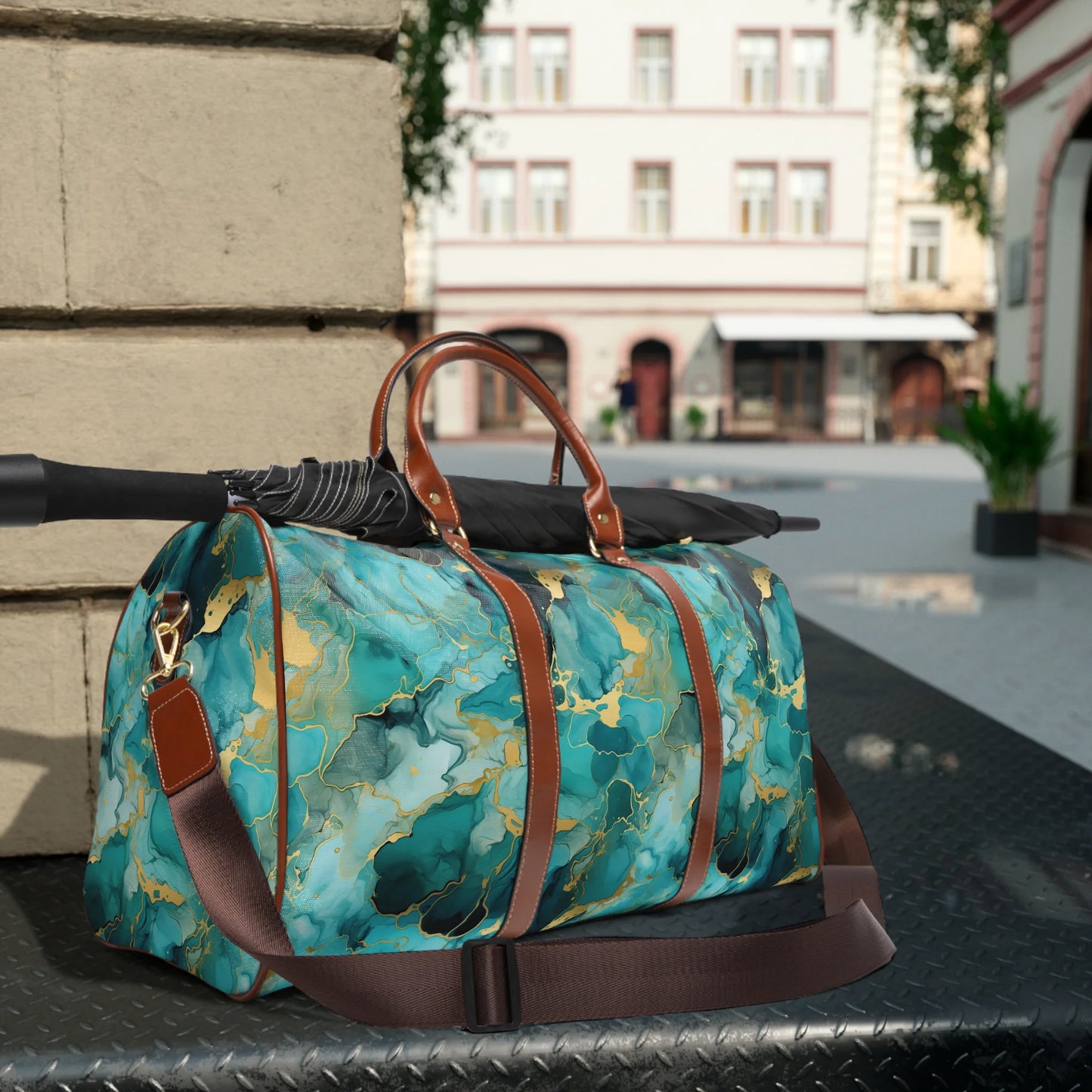 Mystic Turquoise Marble Travel Bag