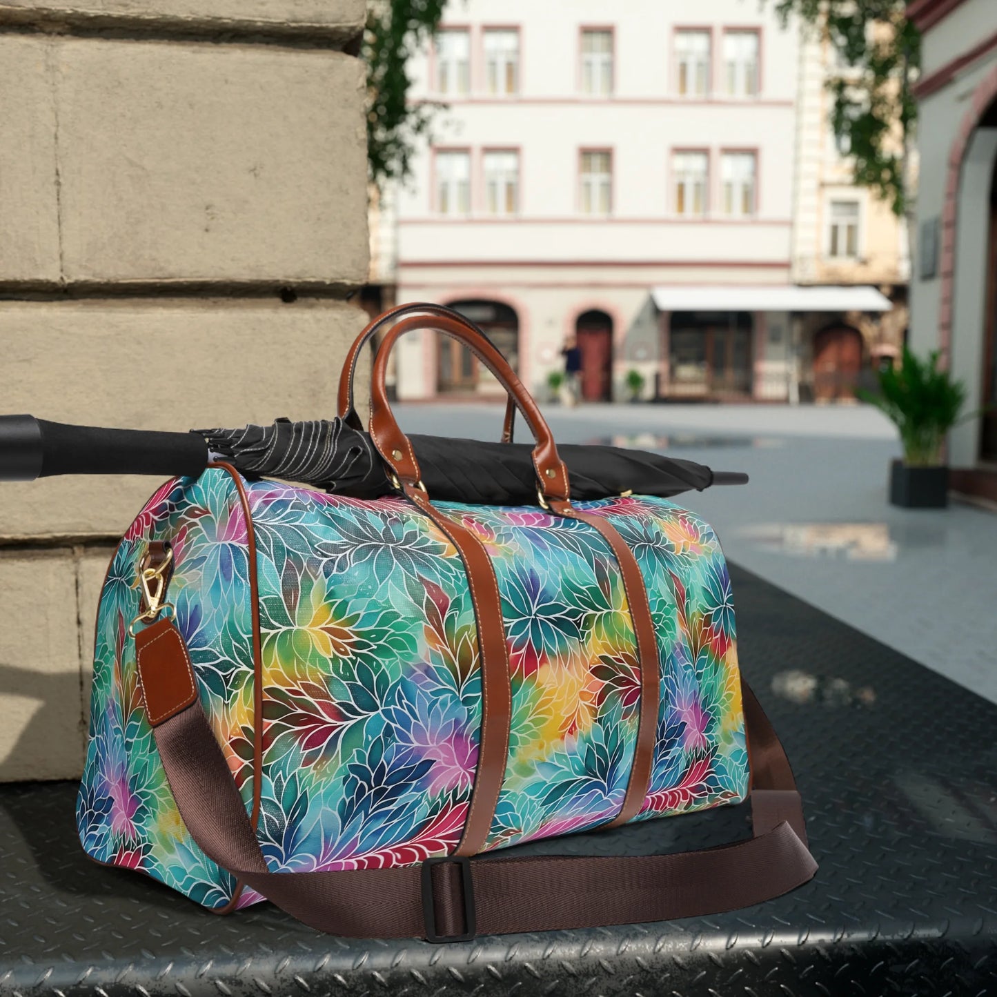 Rainbow Flowers Boho Travel Bag