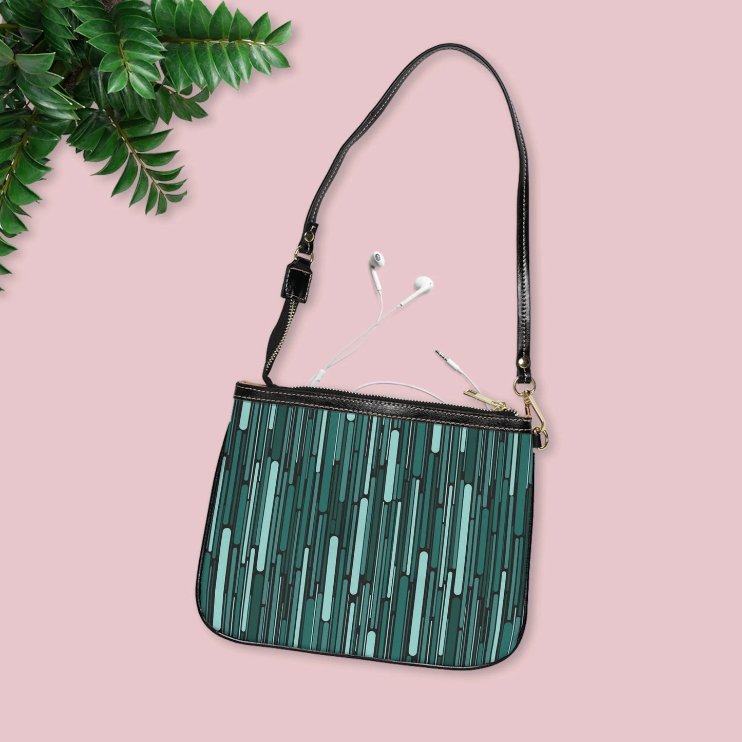 Green Rain Ornament Small Shoulder Bag