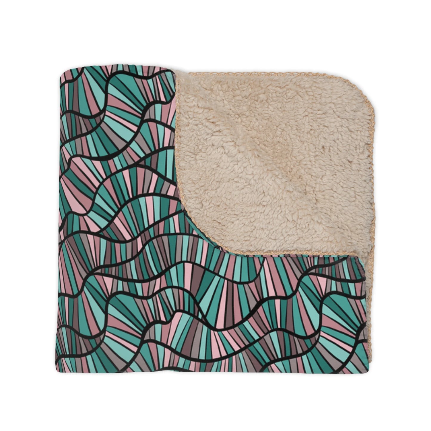 Gren'n'rose Artistic Abstractions Tan Sherpa Blanket