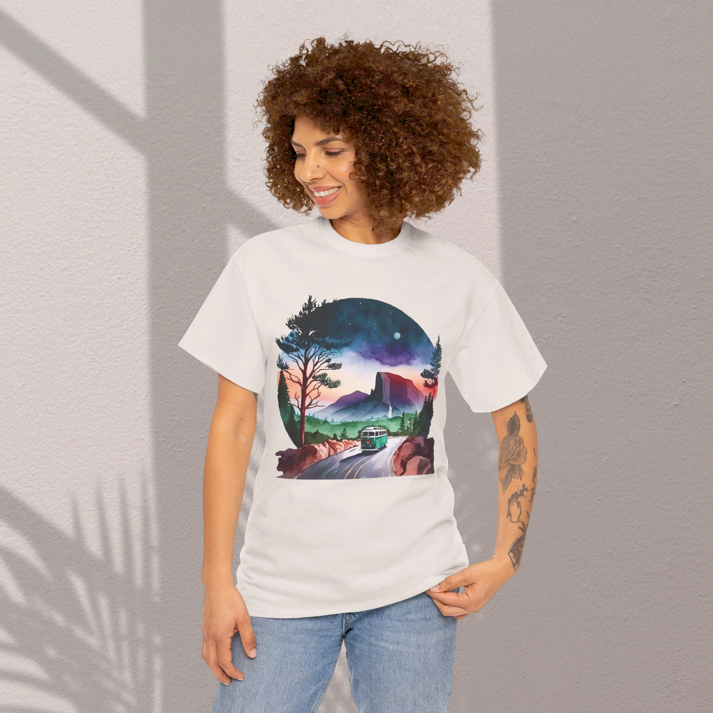 Misty Morning Trails Woman Heavy Cotton T-shirt