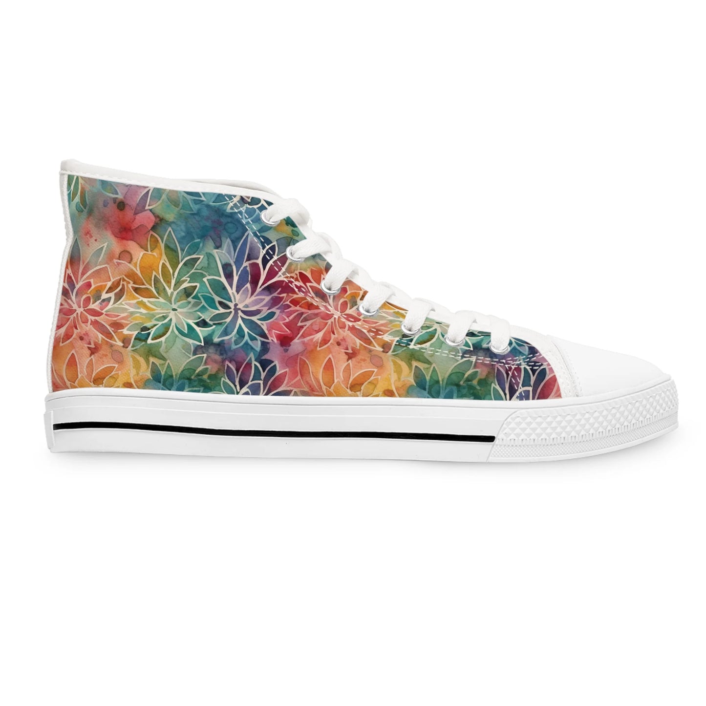 Colorful Summer Floral Abstraction High Top Sneakers