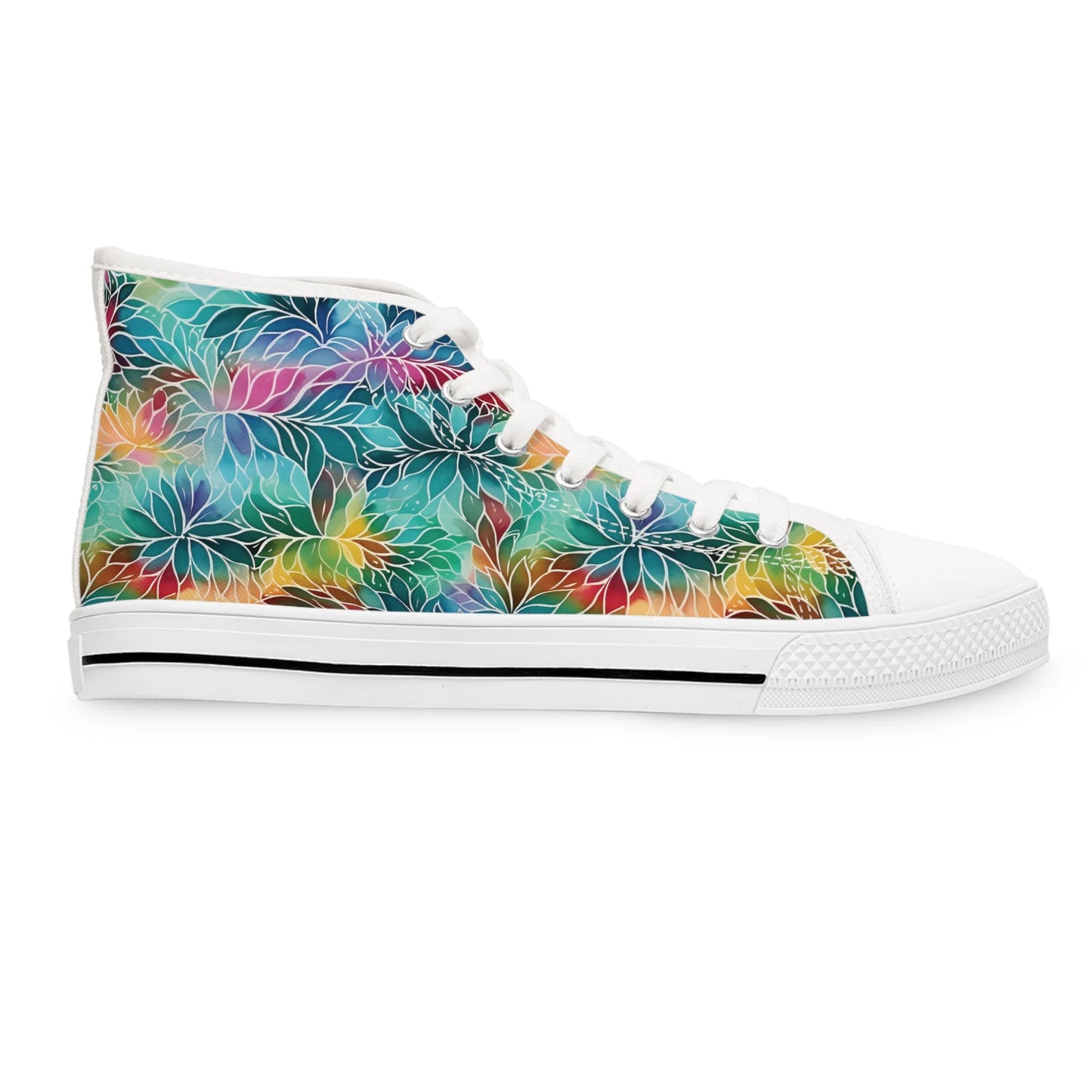 Rainbow Boho Flowers High Top Sneakers