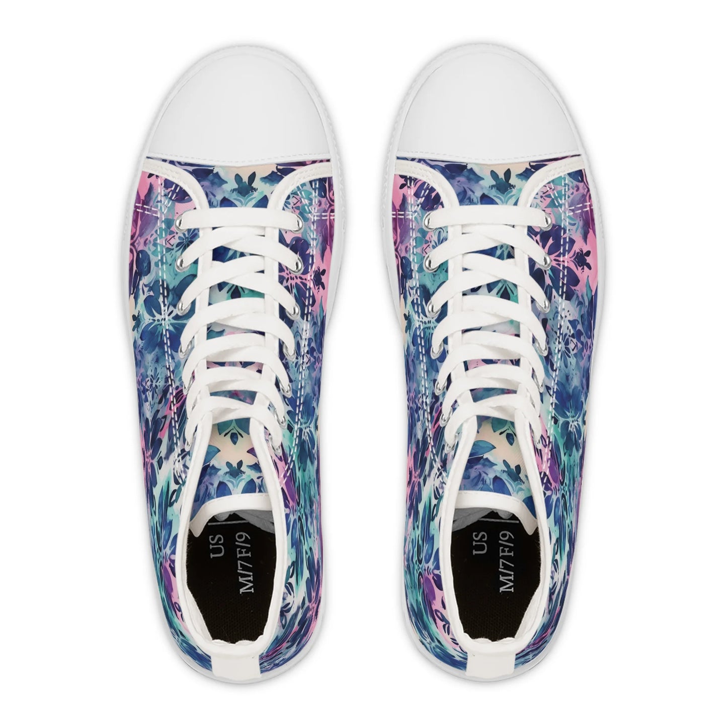 Blue Floral Boho Dream High Top Sneakers