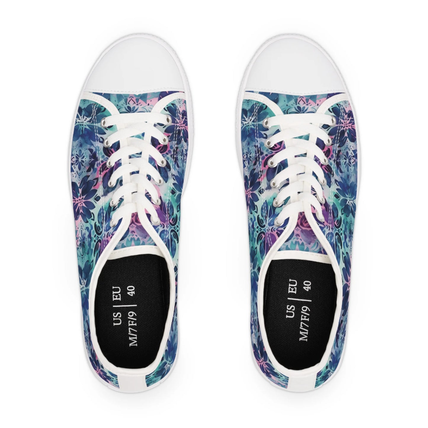 Blue Floral Boho Dream Low Top Sneakers