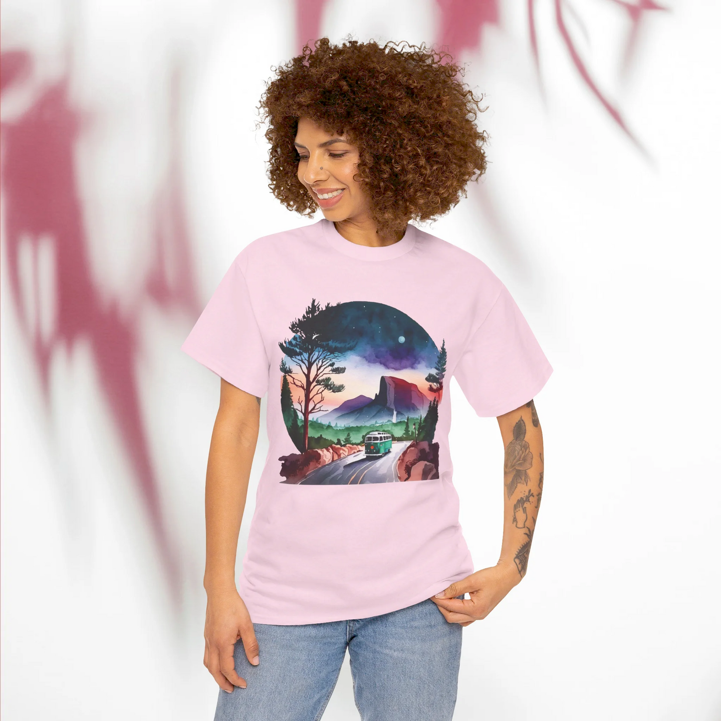 Misty Morning Trails Woman Heavy Cotton T-shirt