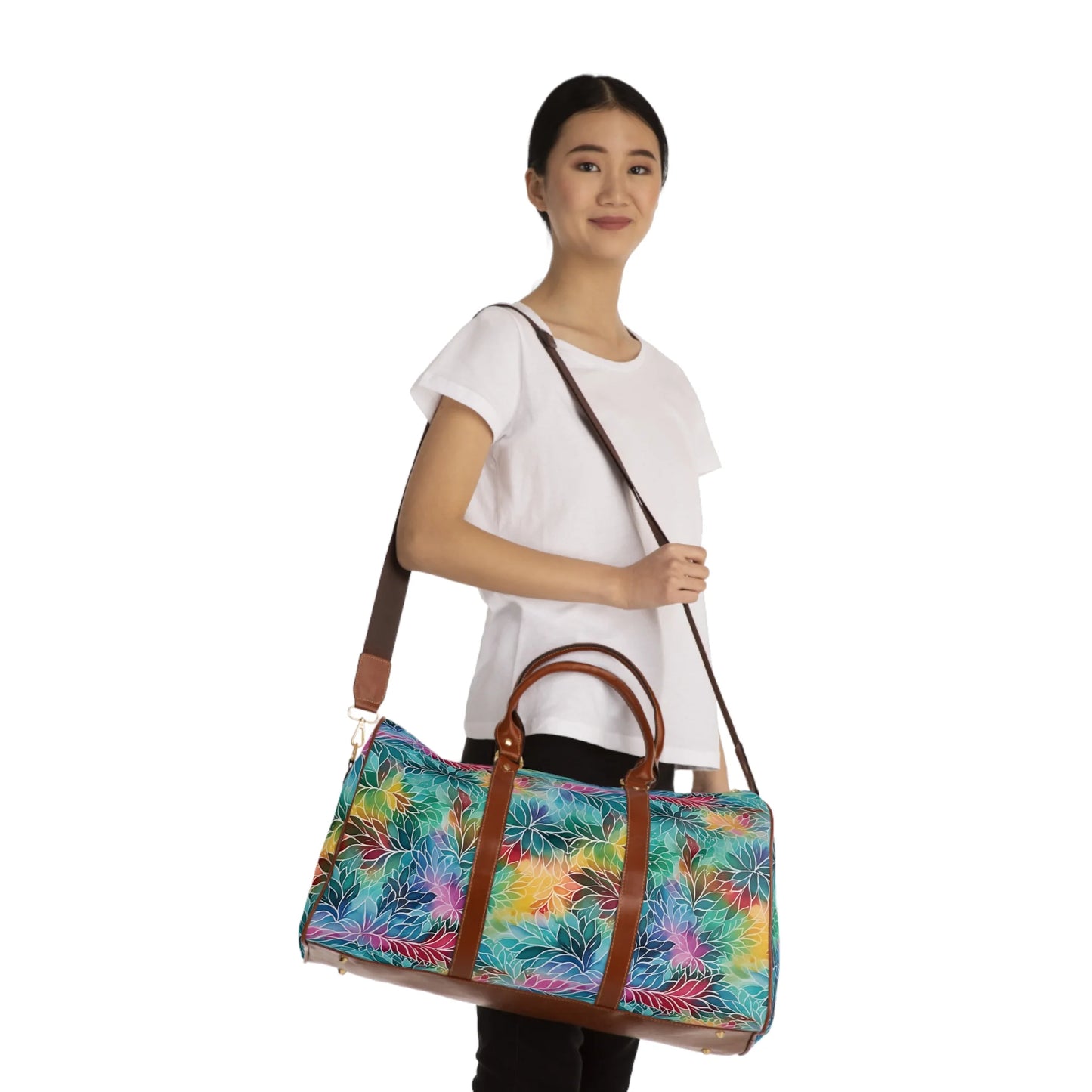 Rainbow Flowers Boho Travel Bag