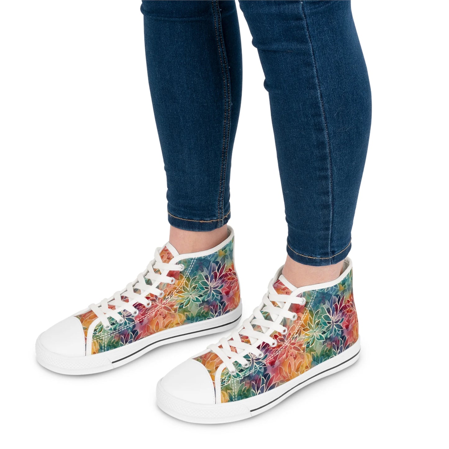 Colorful Summer Floral Abstraction High Top Sneakers