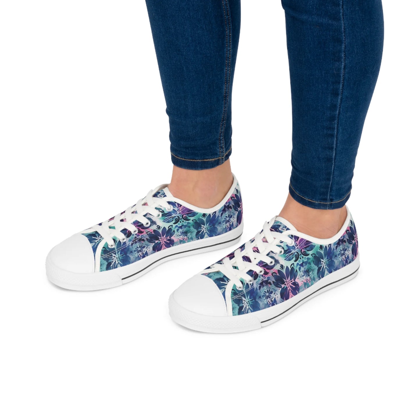 Blue Floral Boho Dream Low Top Sneakers