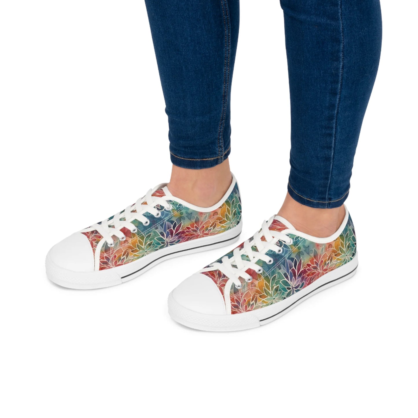 Colorful Summer Floral Abstraction Low Top Sneakers