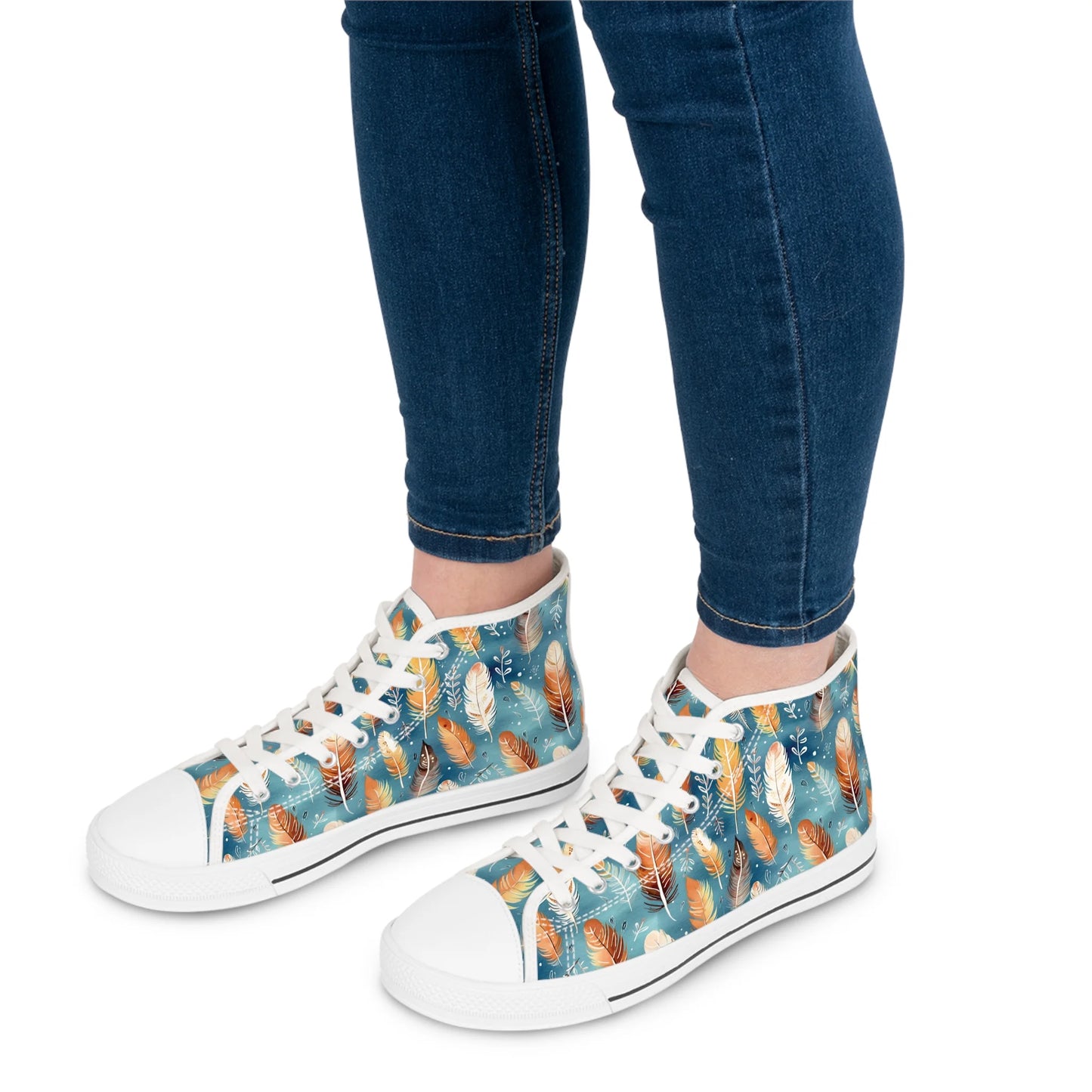 Blue & Orange Feather's Tale High Top Sneakers