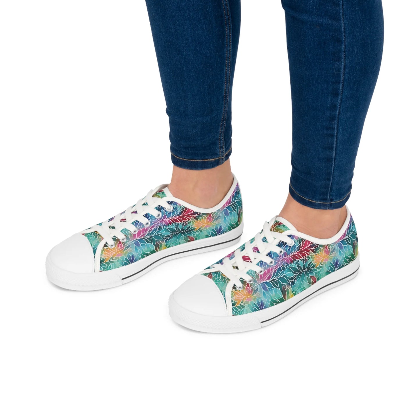 Rainbow Boho Flowers Low Top Sneakers