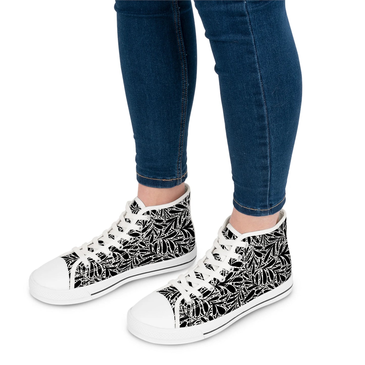 Black Leafy Luxury High Top Sneakers