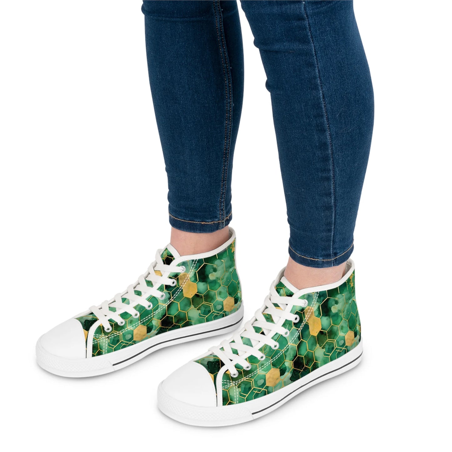 Abstract Verdant Elegance High Top Sneakers