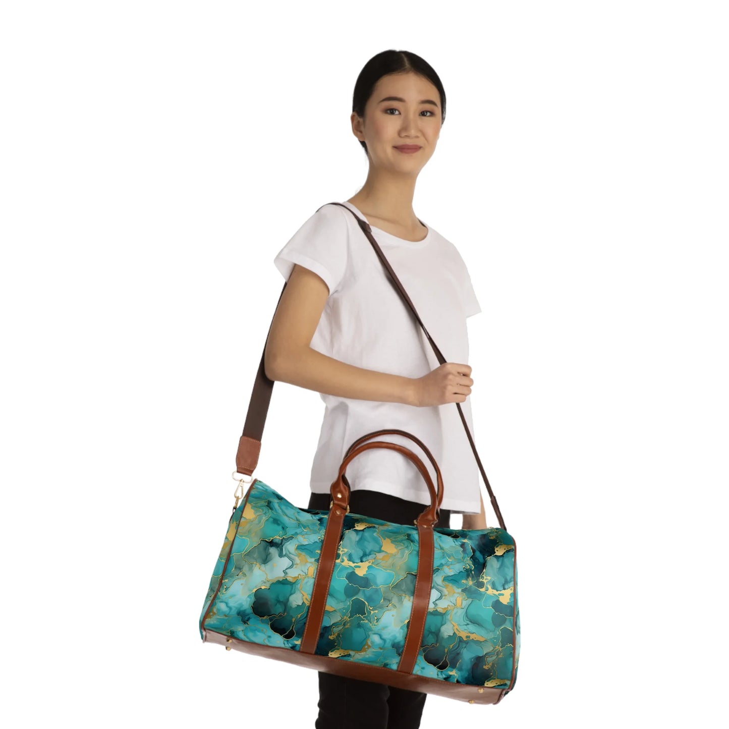 Mystic Turquoise Marble Travel Bag