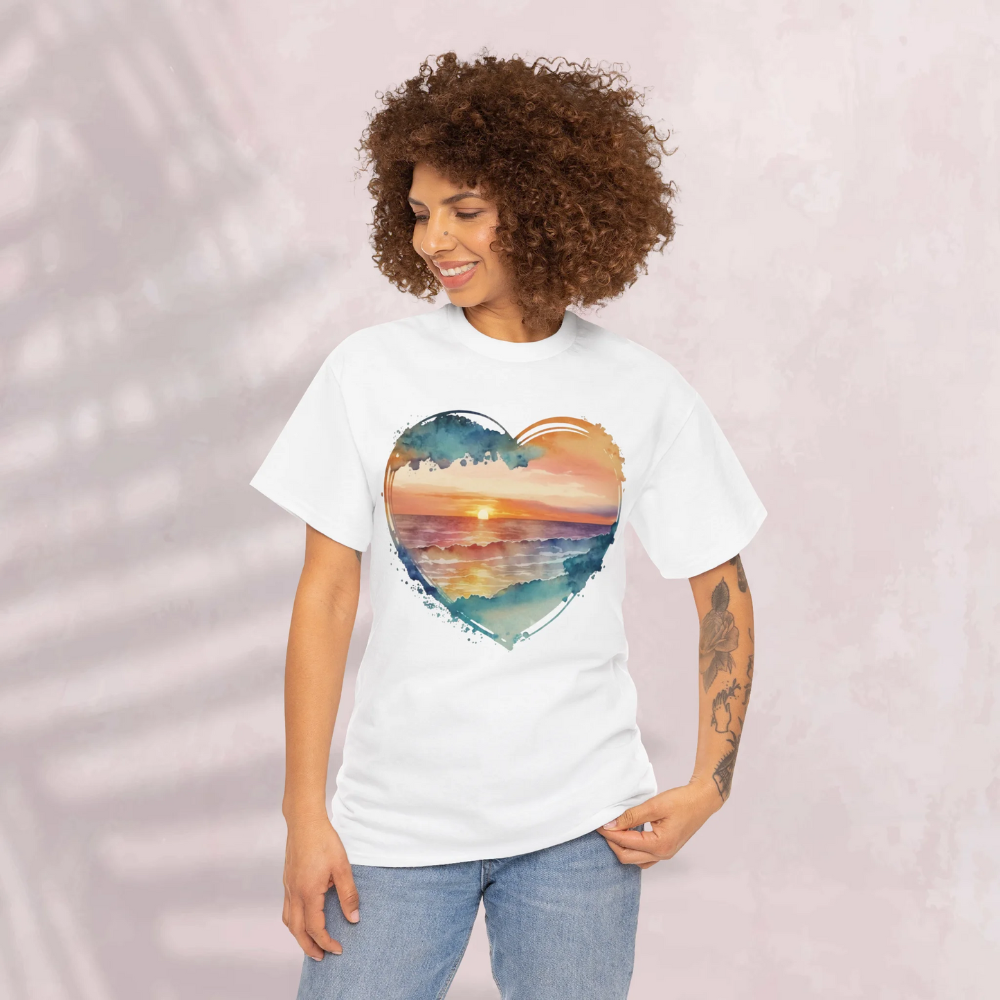 Sunset on the Beach Woman Heavy Cotton T-shirt