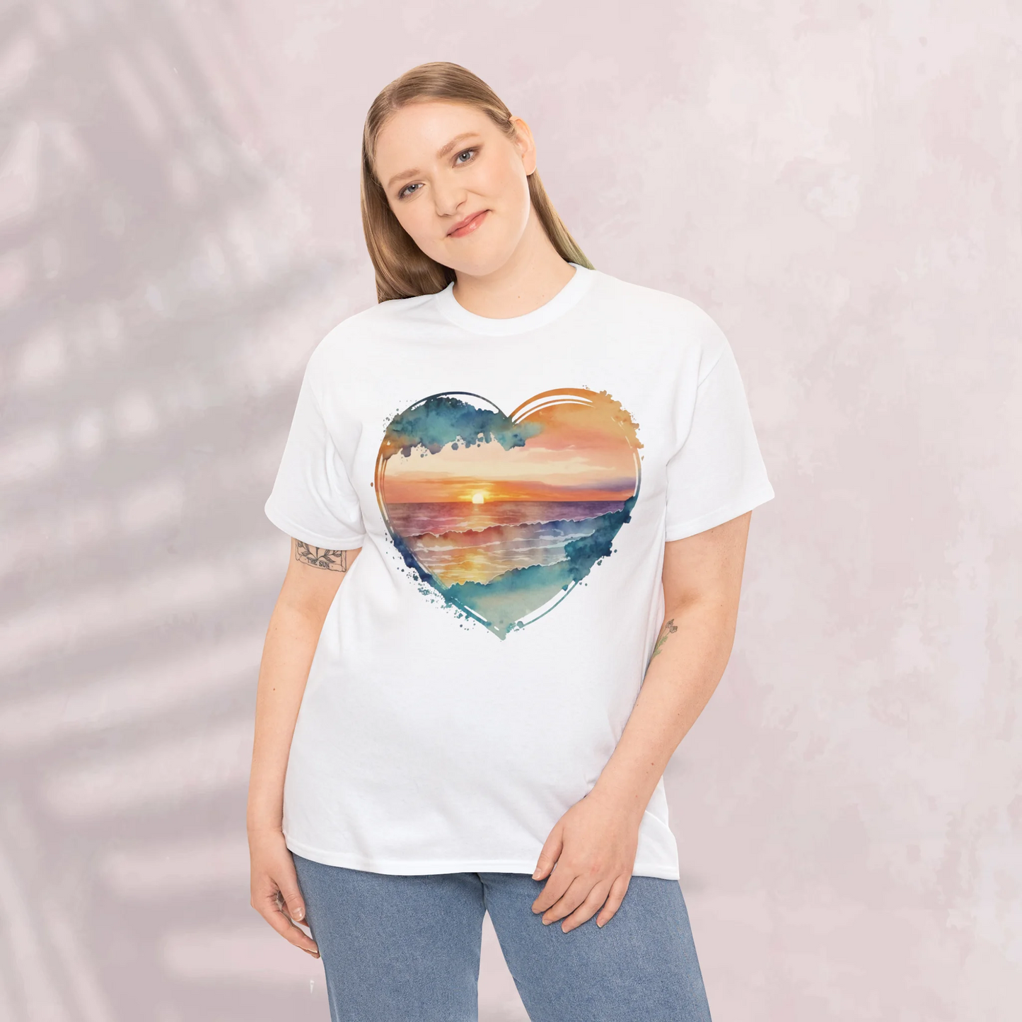 Sunset on the Beach Woman Heavy Cotton T-shirt