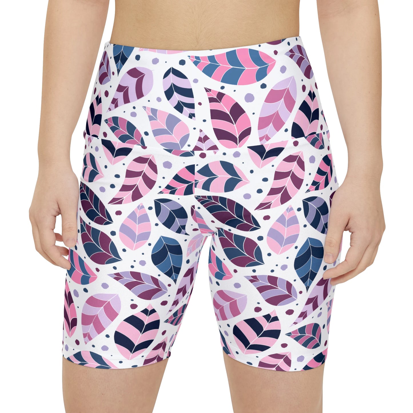 Pink Leafy Ornament Biker Shorts