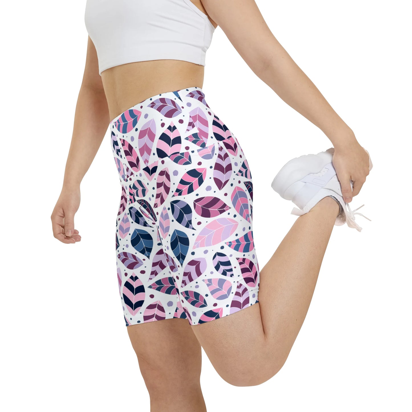 Pink Leafy Ornament Biker Shorts