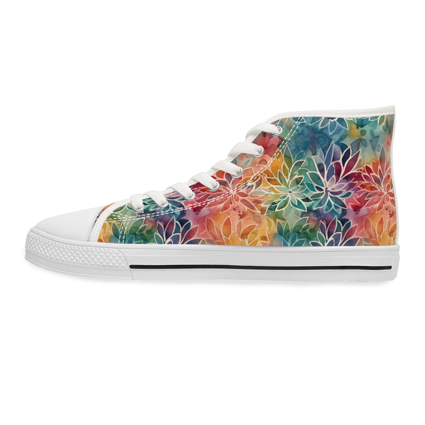 Colorful Summer Floral Abstraction High Top Sneakers