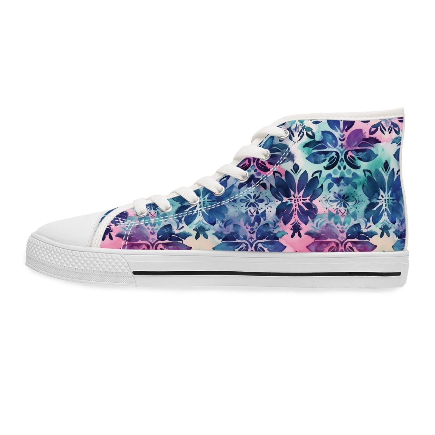 Blue Floral Boho Dream High Top Sneakers