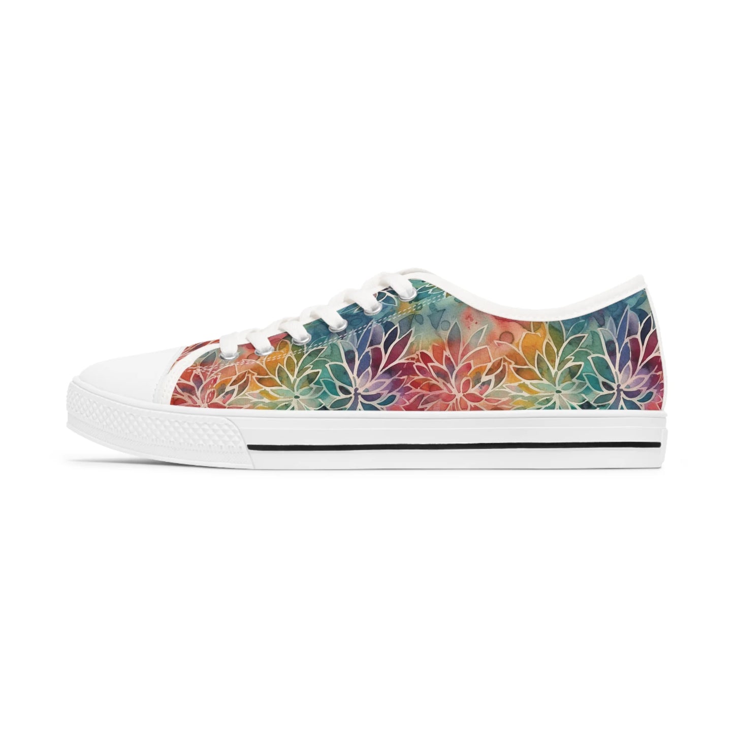 Colorful Summer Floral Abstraction Low Top Sneakers