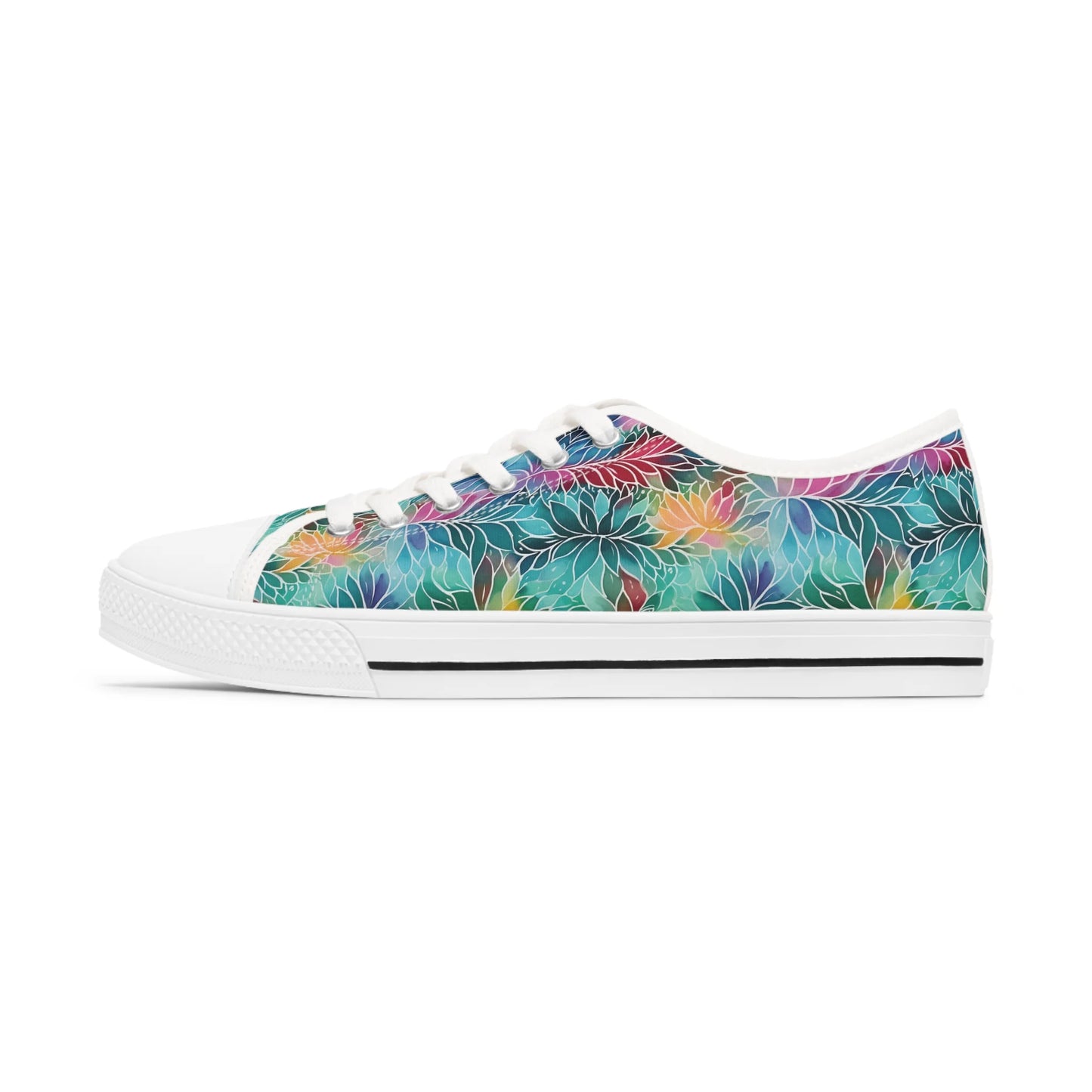 Rainbow Boho Flowers Low Top Sneakers