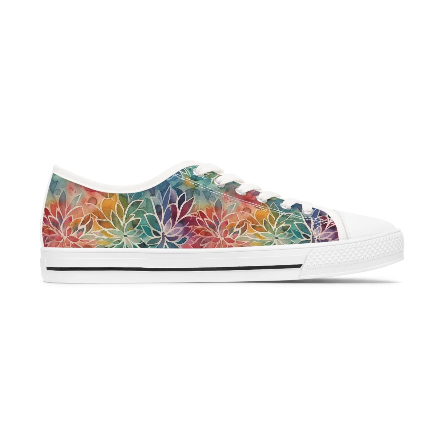 Colorful Summer Floral Abstraction Low Top Sneakers