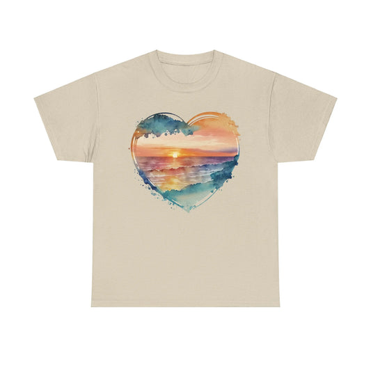 Sunset on the Beach Woman Heavy Cotton T-shirt