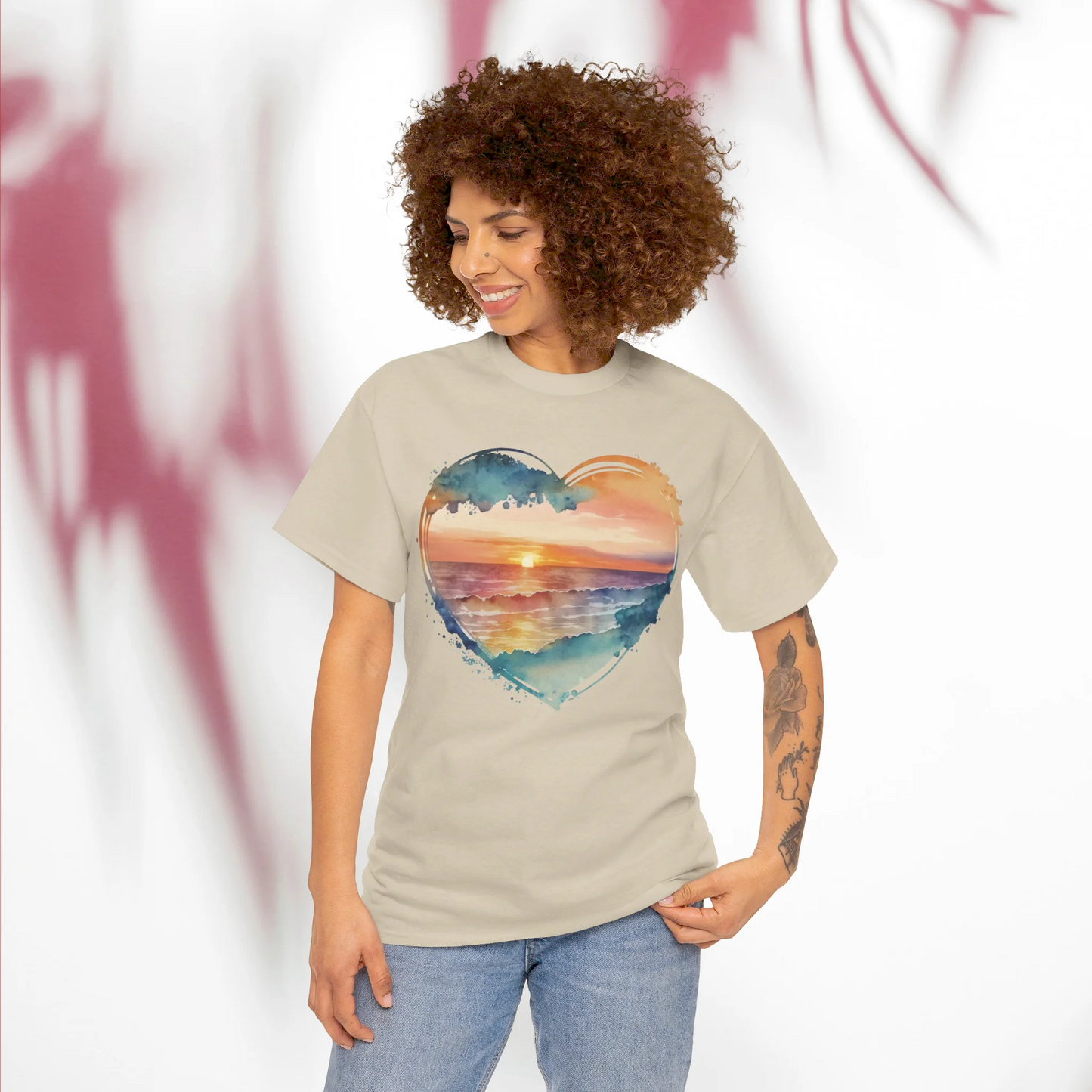 Sunset on the Beach Woman Heavy Cotton T-shirt