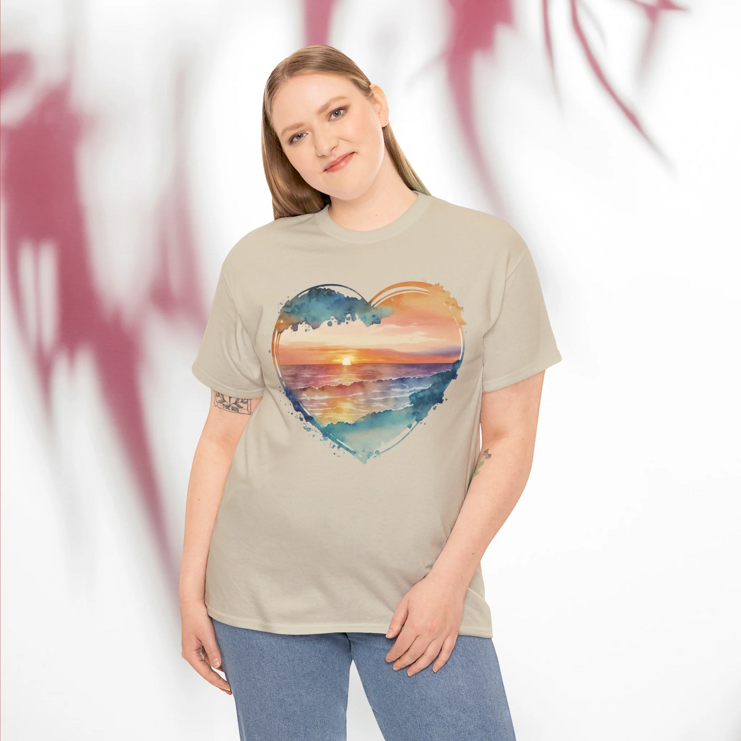 Sunset on the Beach Woman Heavy Cotton T-shirt