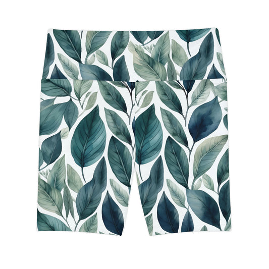 Sleek Foliage Biker Shorts