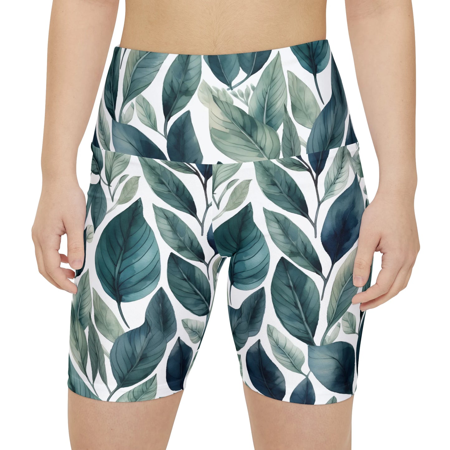 Sleek Foliage Biker Shorts