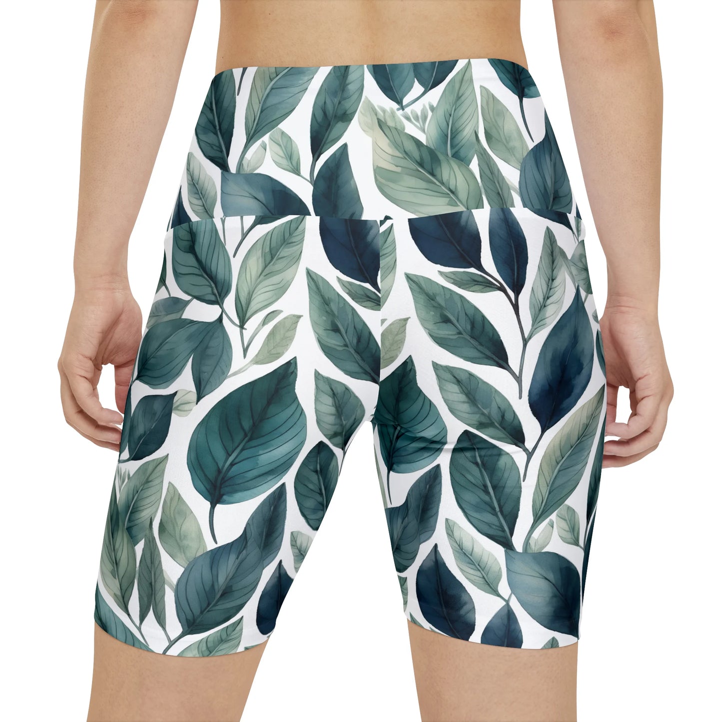 Sleek Foliage Biker Shorts