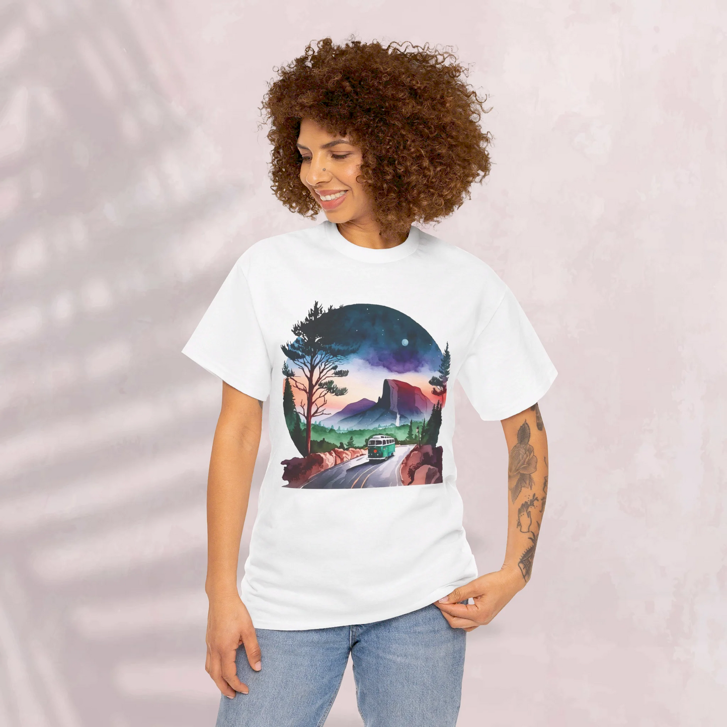 Misty Morning Trails Woman Heavy Cotton T-shirt