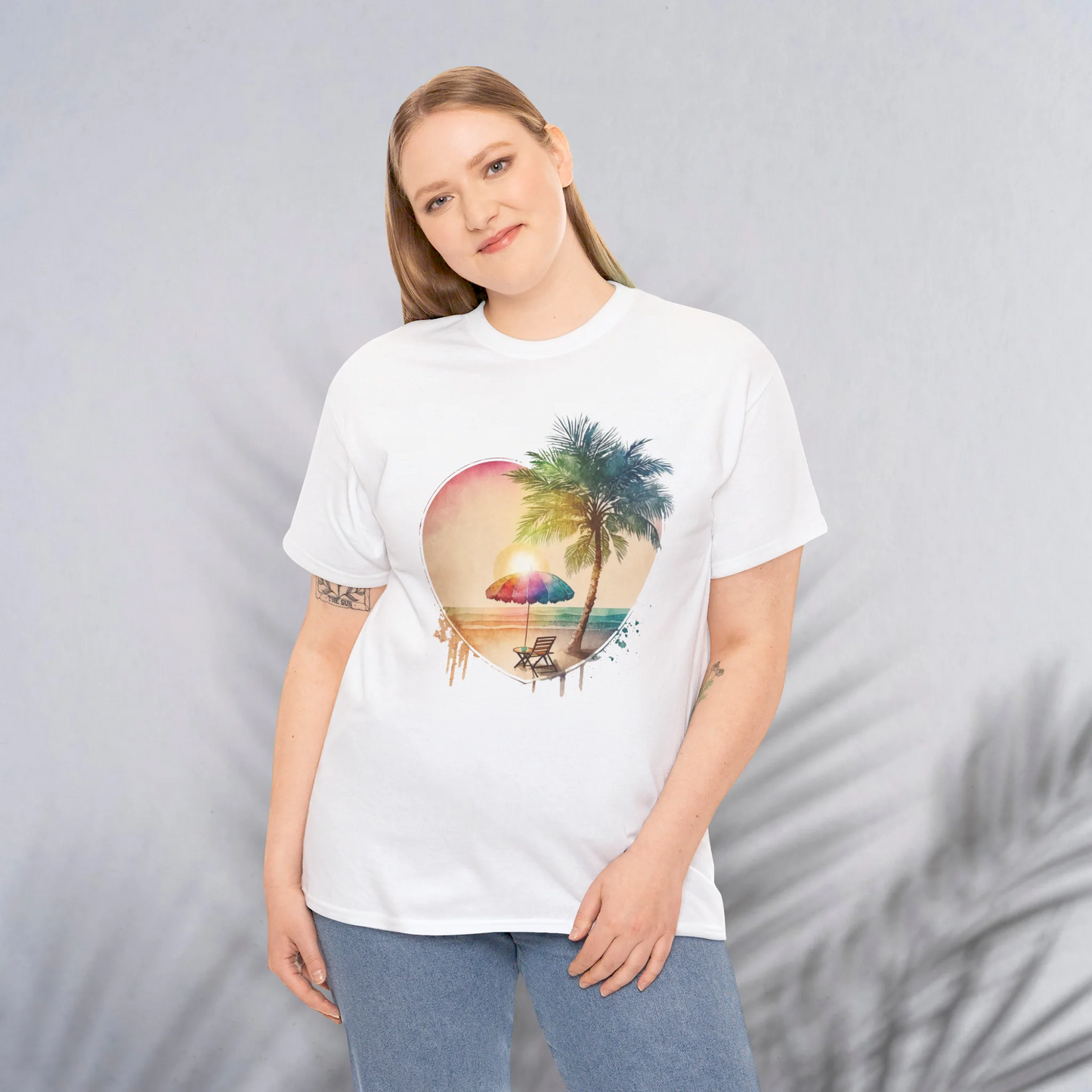 Desert Sunset Woman Heavy Cotton T-shirt