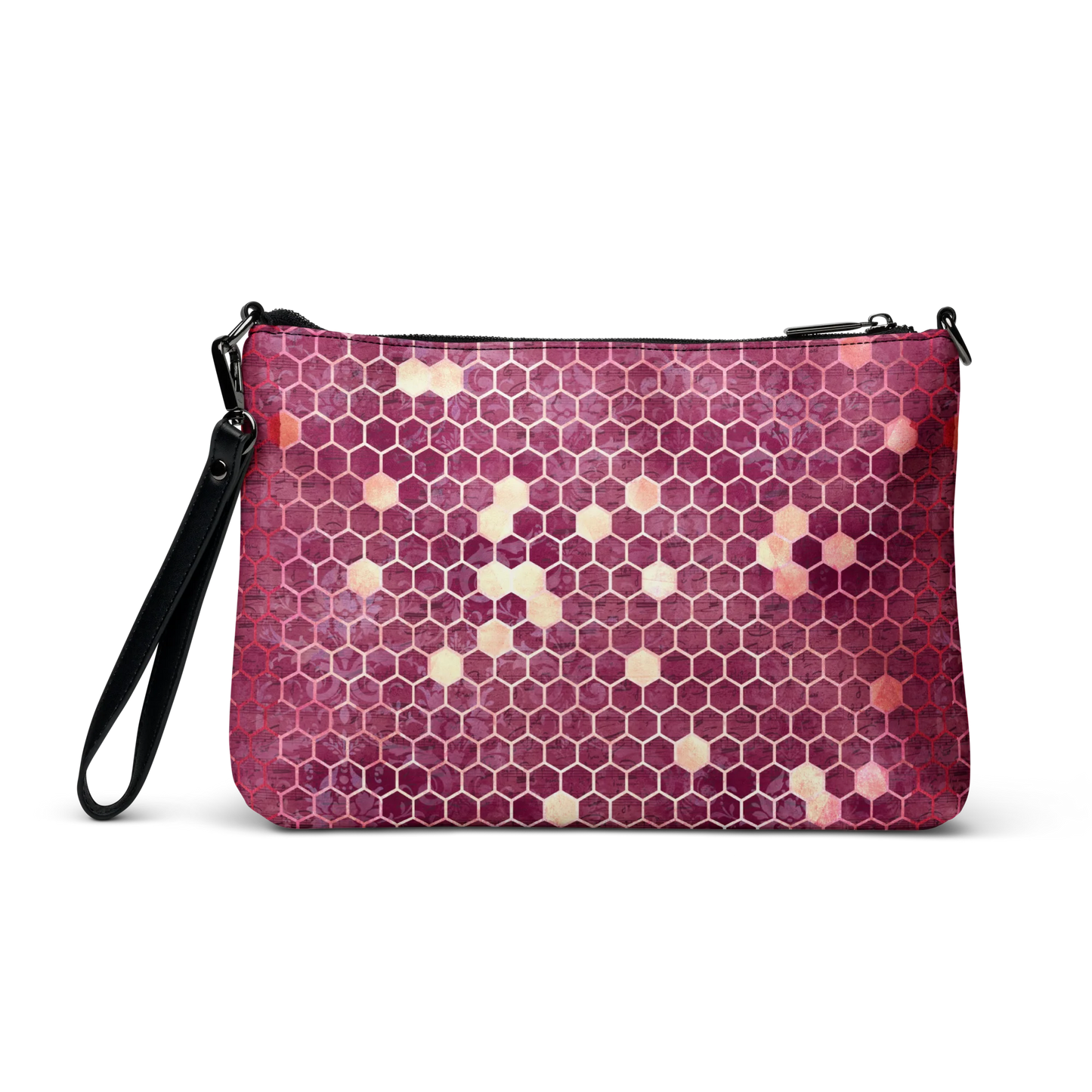 Burgundy Gold Honeycombs Ornament Crossbody Bag