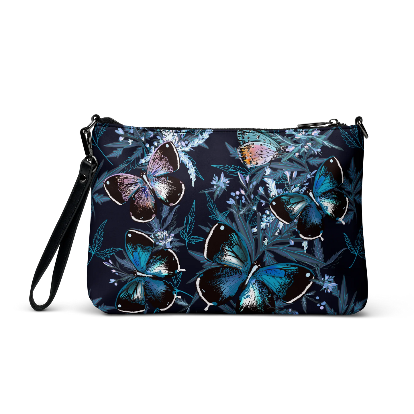 Night Flight of Blue Butterflies Crossbody Bag