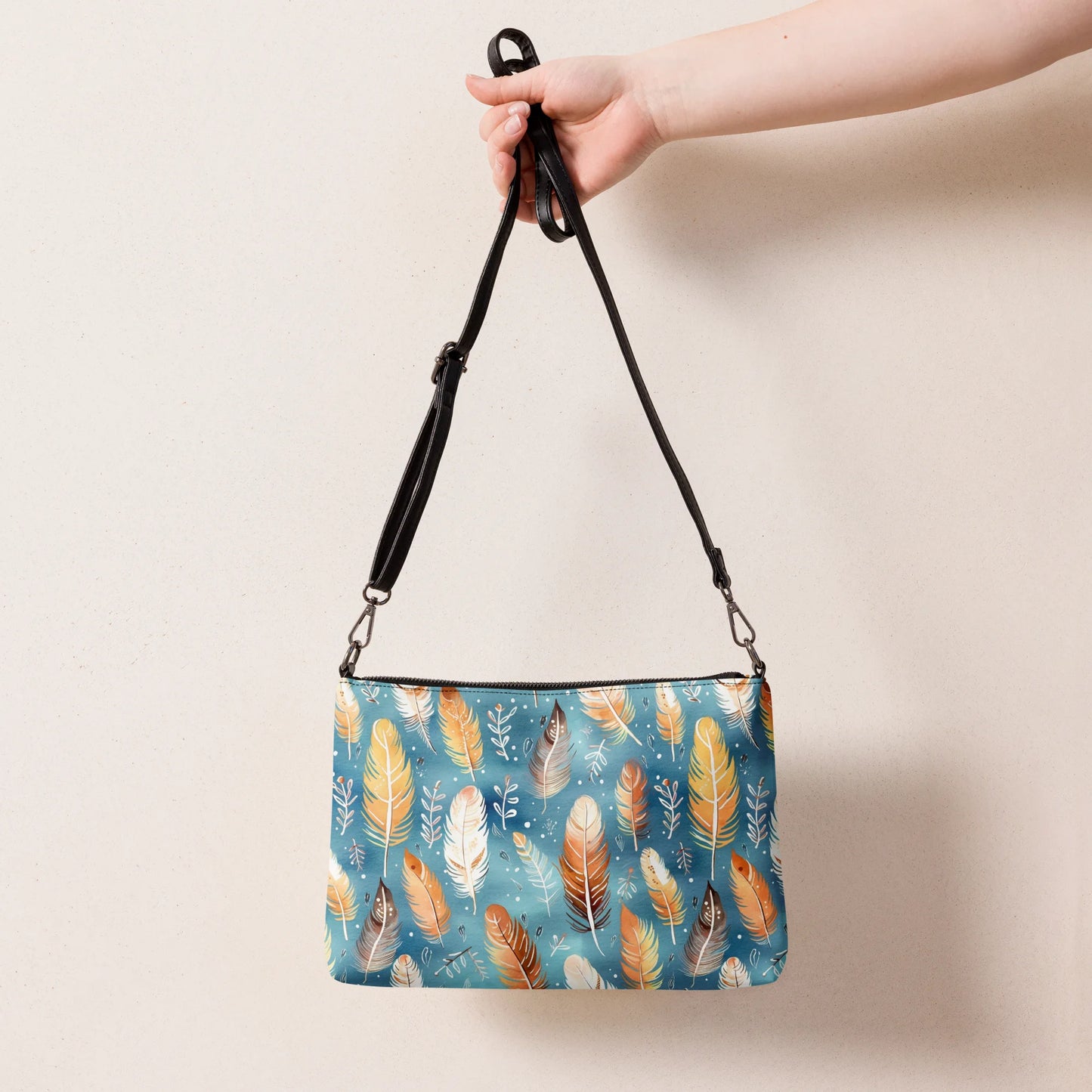 Blue & Orange Feather's Tale Crossbody Bag