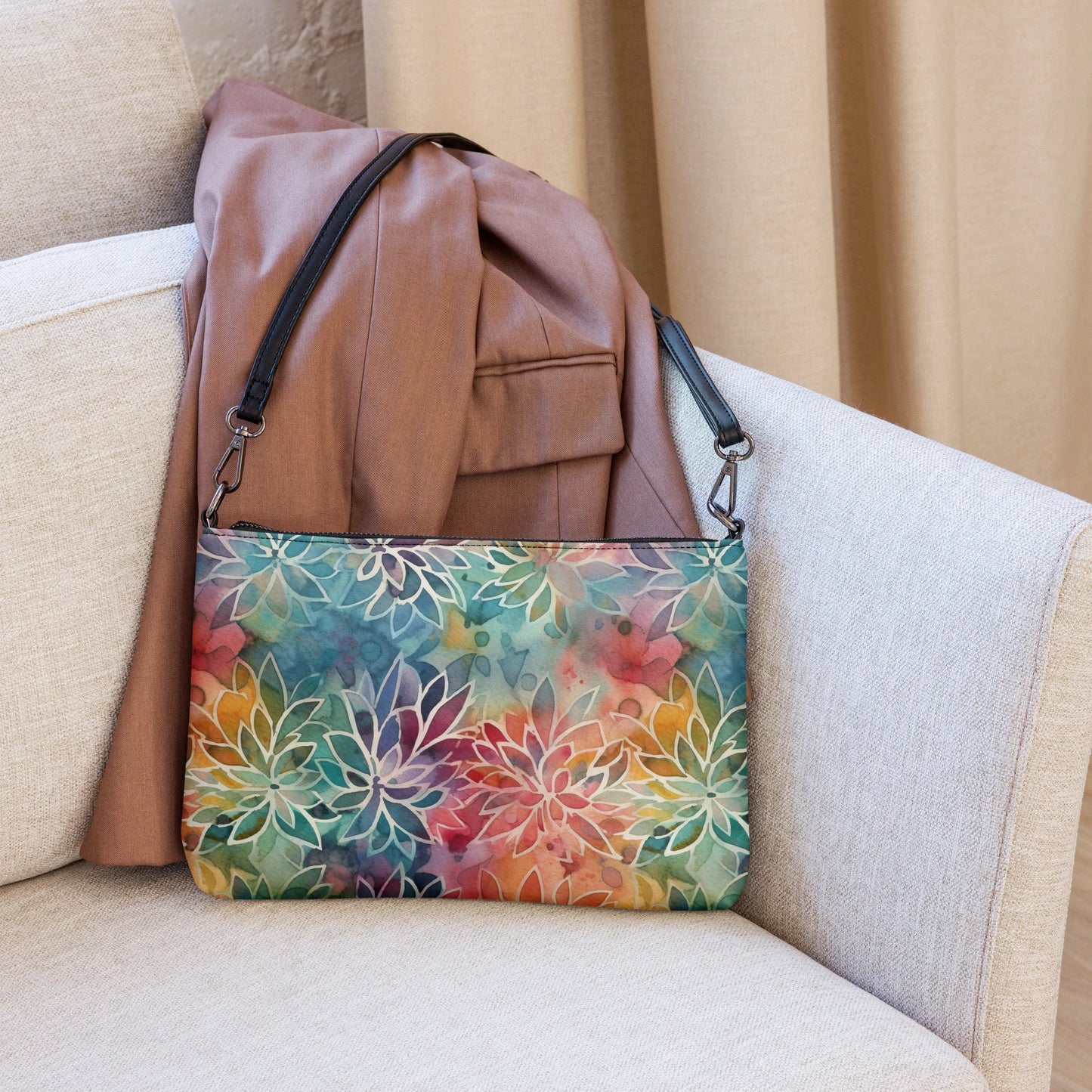 Colorful Summer Floral Abstraction Crossbody Bag