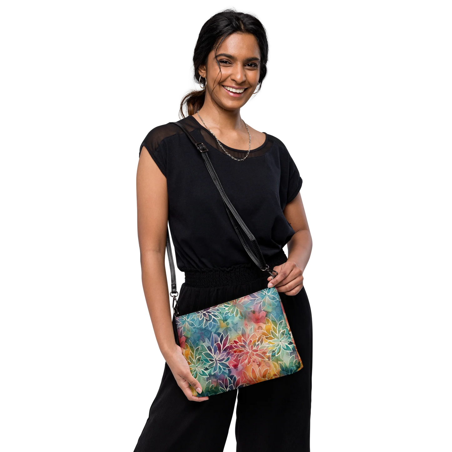 Colorful Summer Floral Abstraction Crossbody Bag