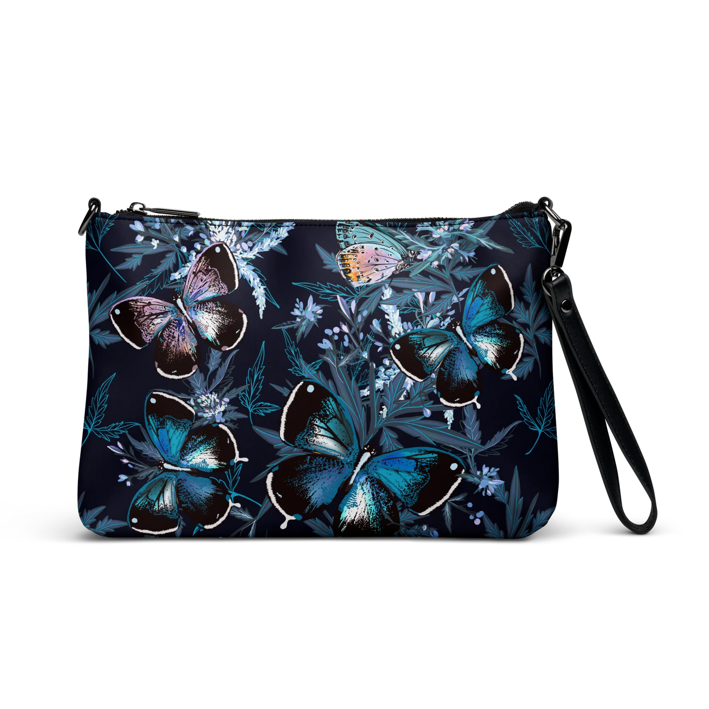 Night Flight of Blue Butterflies Crossbody Bag