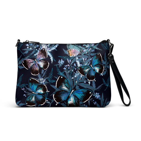 Night Flight of Blue Butterflies Crossbody Bag