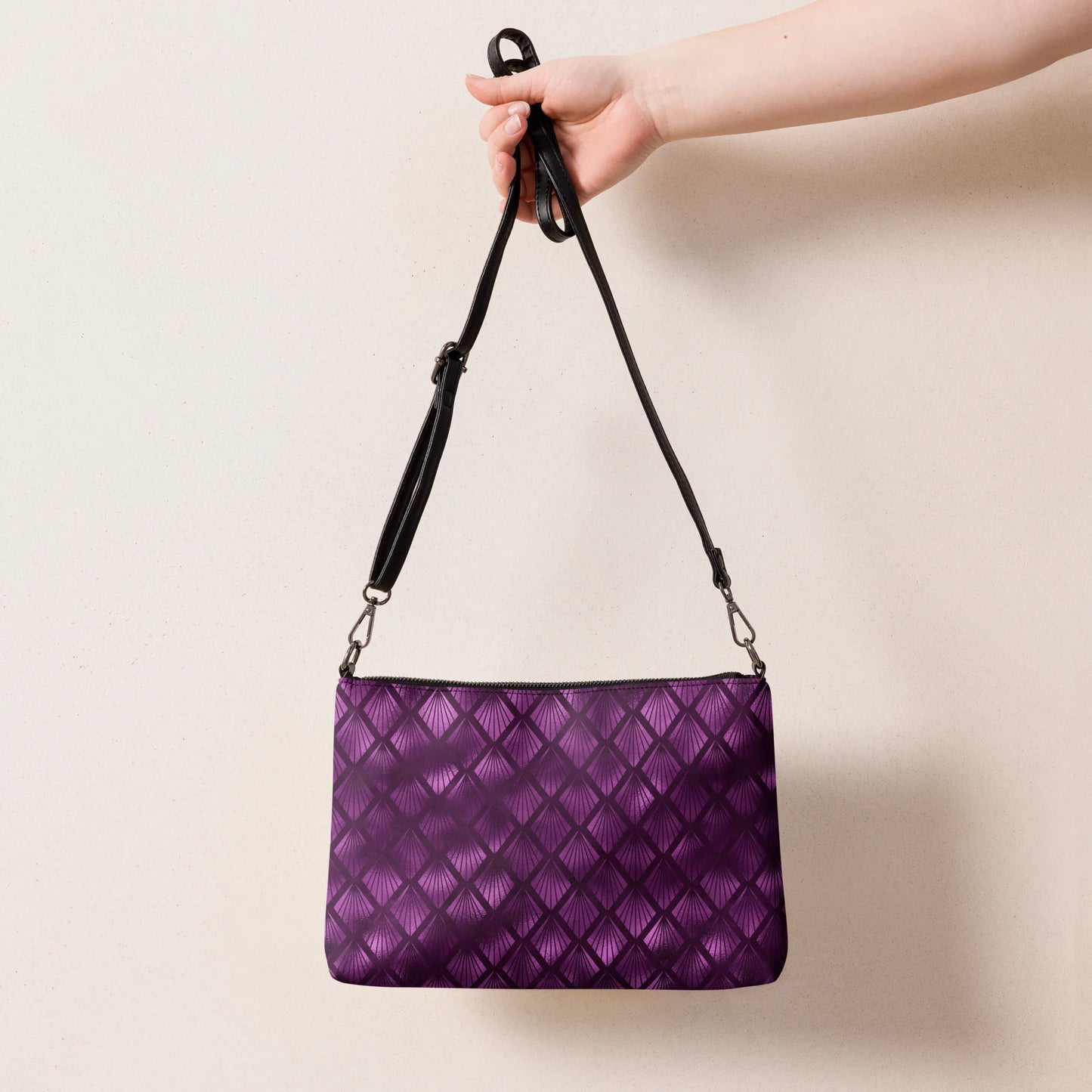 Violet Shadows Art Deco Ornament Crossbody Bag