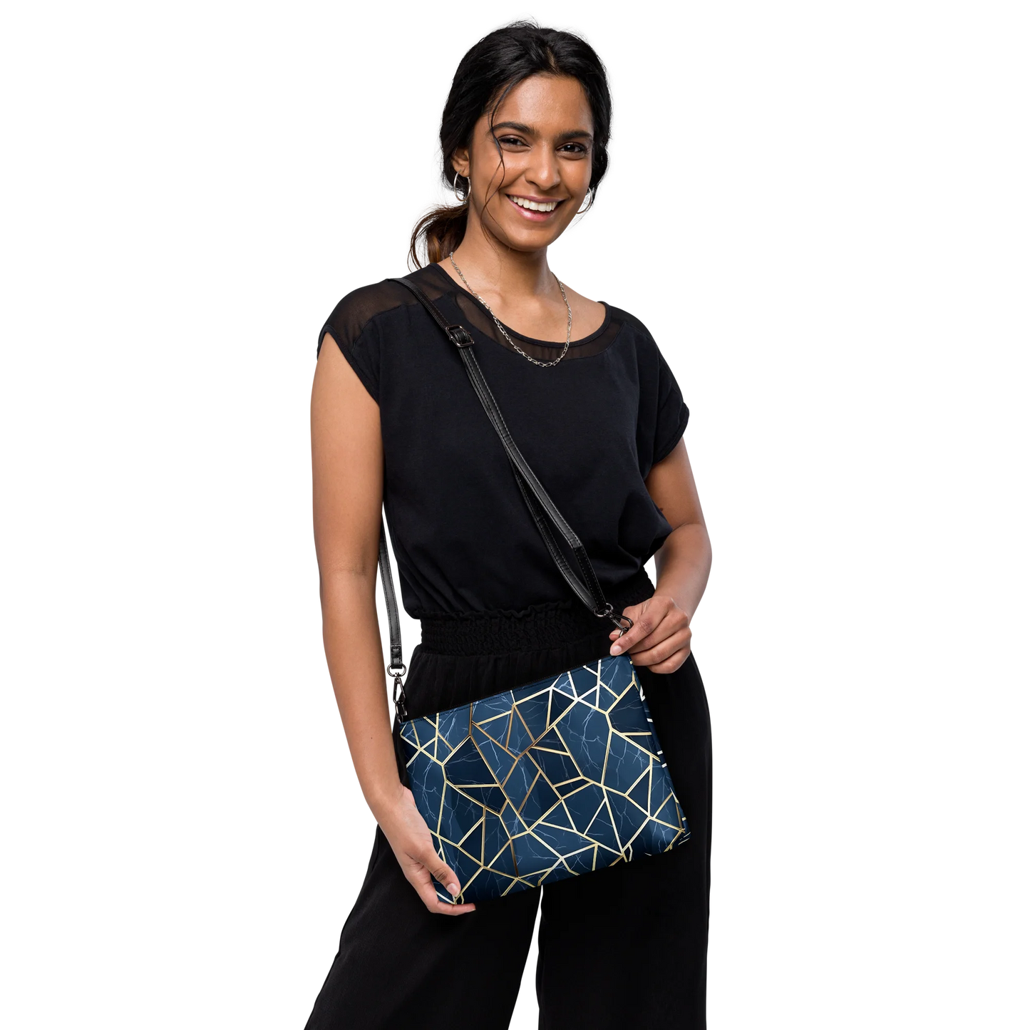 Blue Geometric Nordic Sky Crossbody Bag