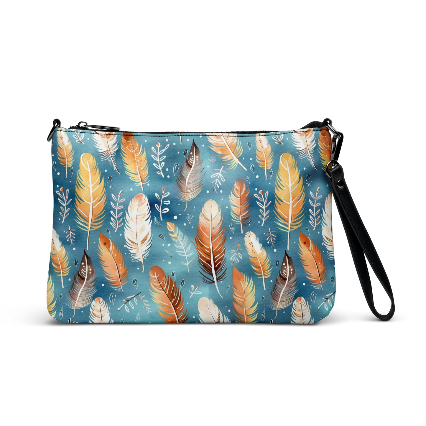 Blue & Orange Feather's Tale Crossbody Bag