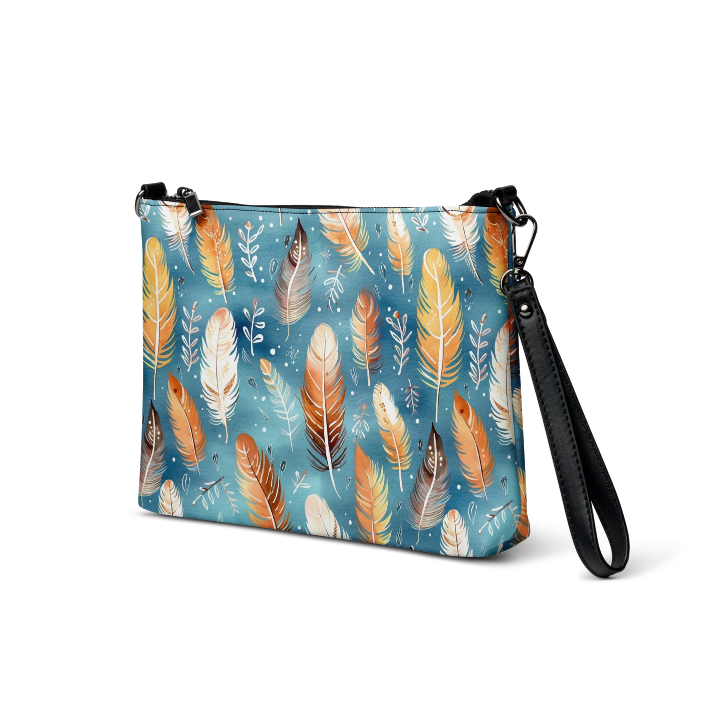 Blue & Orange Feather's Tale Crossbody Bag