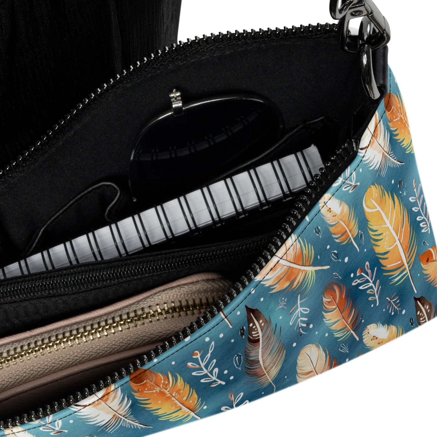 Blue & Orange Feather's Tale Crossbody Bag