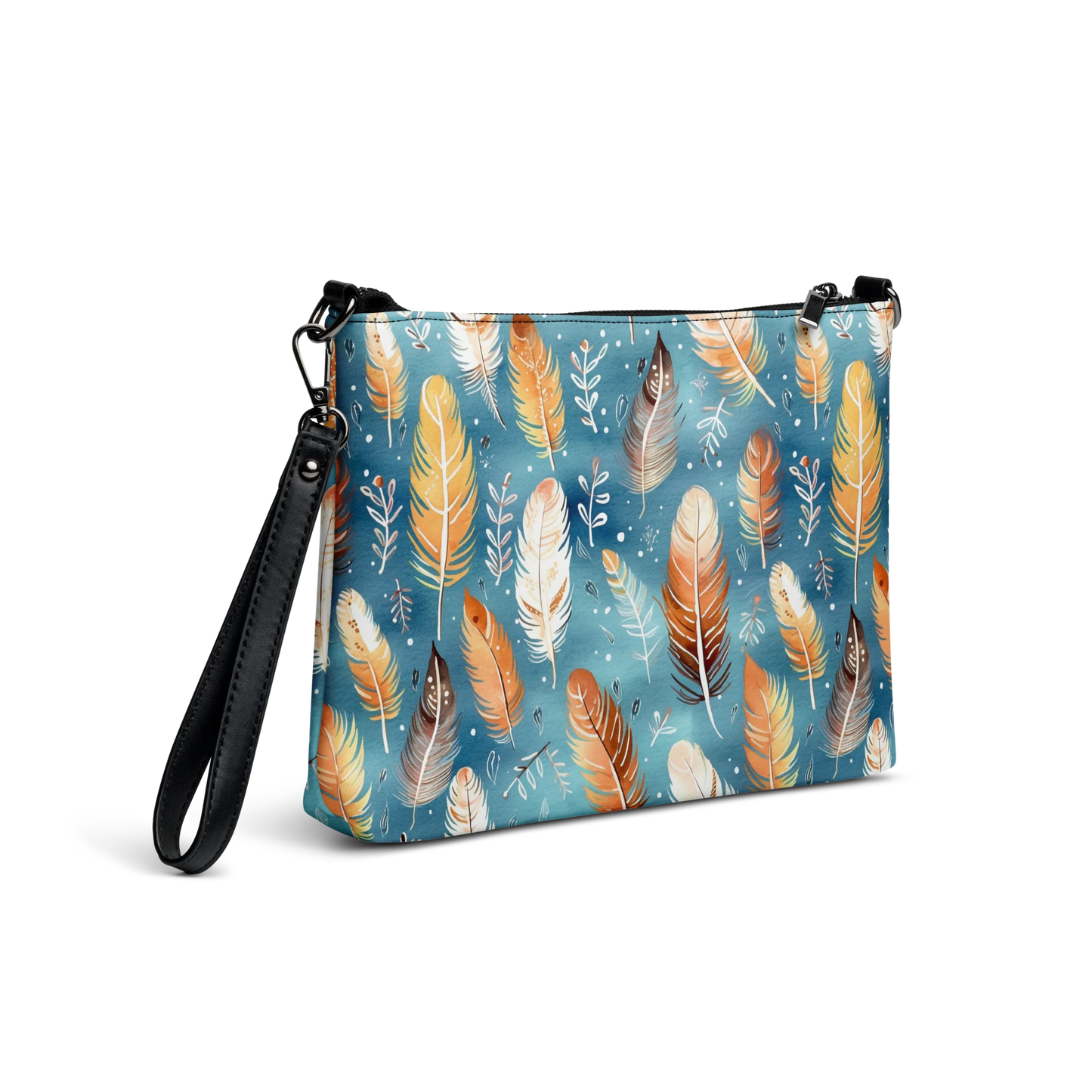 Blue & Orange Feather's Tale Crossbody Bag